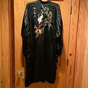 Vintage Crane Kimono Robe Retro Pinup